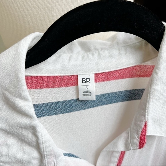 BP Nordstrom White Striped Button Down Shirt Viscose Gauze Top Size S - Picture 6 of 7